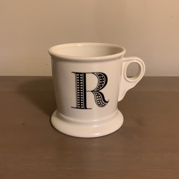 Anthropologie Cream and Black Ceramic Letter R Mug - Picture 2 of 7
